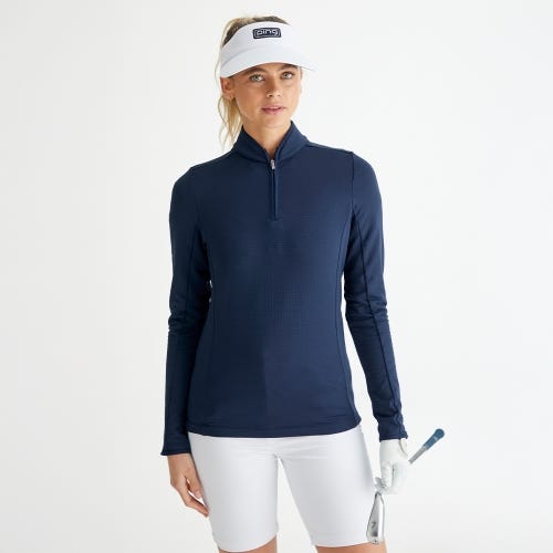 Abigale golf midlayer in navy womens lifestyle front