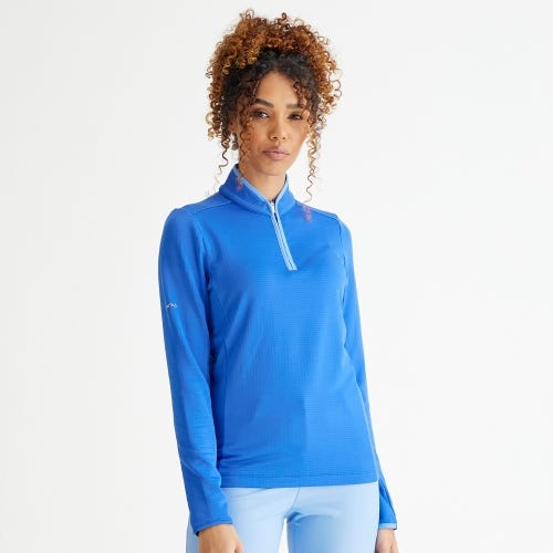 Abigale golf midlayer in ultra blue womens lifestyle front