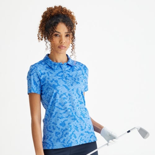 Bethany golf polo shirt in cornflower blue womens lifestyle front