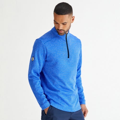 Bryon golf midlayer in ultra blue multi mens lifestyle front