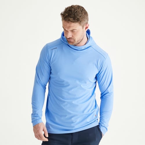 Ceb golf hoodie in cornflower blue mens lifestyle front