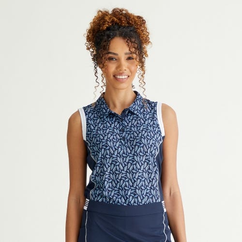 Colleen sleeveless golf polo shirt in paradise garden womens lifestyle front