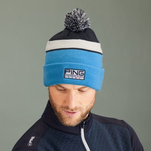 Colour Code Men's Bobble Hat - Cyan Multi