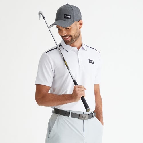 Corby golf polo shirt in white mens lifestyle front