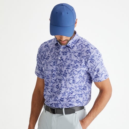 Diego golf polo shirt in purple ash multi mens lifestyle front