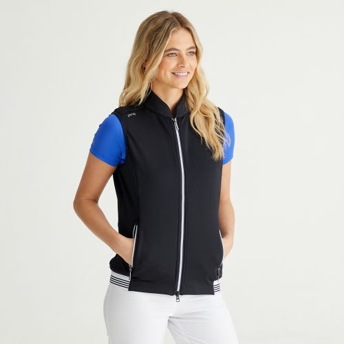 Dot Ladies Fleece Vest - Black/White