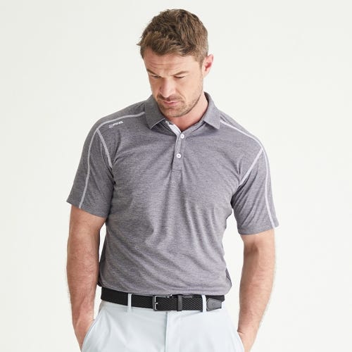 Fynn golf polo shirt in charcoal marl mens lifestyle front