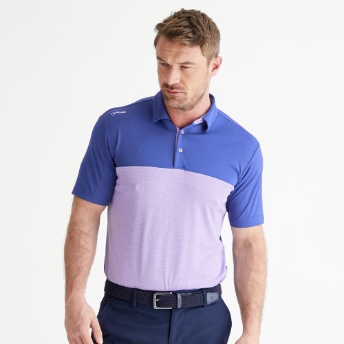 Hall golf polo shirt in twilight purple ash mens lifestyle front