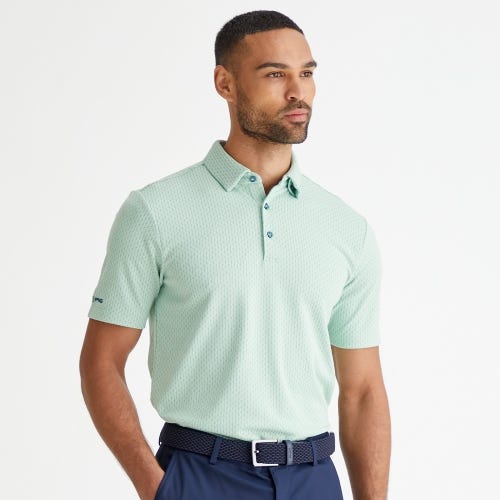 Hershel golf polo shirt in misty green multi mens lifestyle front