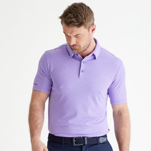 Hershel golf polo shirt in purple ash multi mens lifestyle front