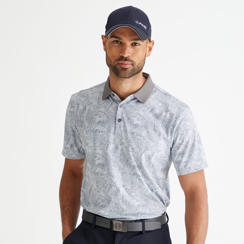 Jared golf polo shirt in pearl grey rock mens lifestyle front
