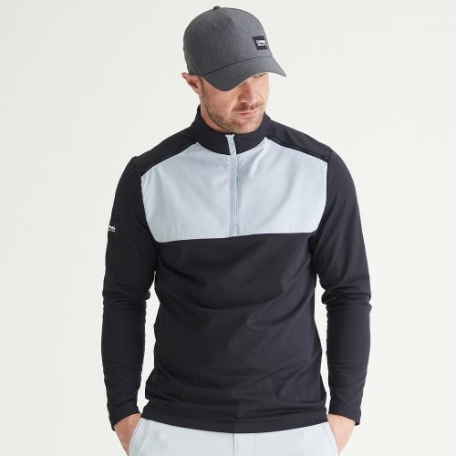 Keeton golf midlayer in black pearl grey mens lifestyle front