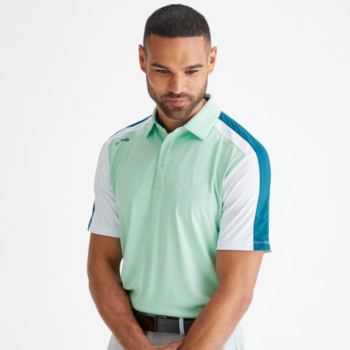 Kelly golf polo shirt in misty green multi mens lifestyle front