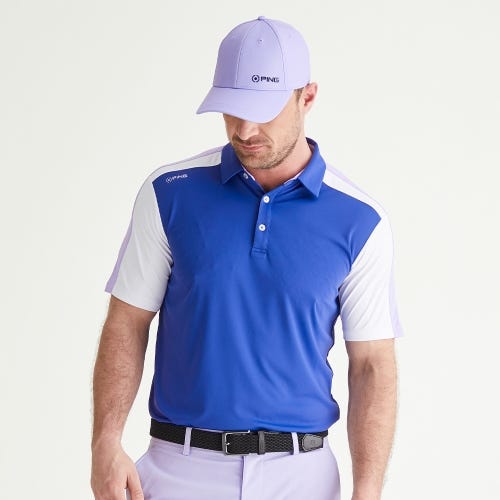Kelly golf polo shirt in twilight multi mens lifestyle front