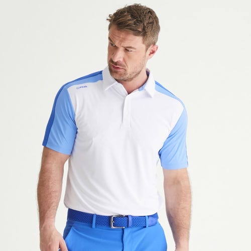 Kelly golf polo shirt in white multi mens lifestyle front