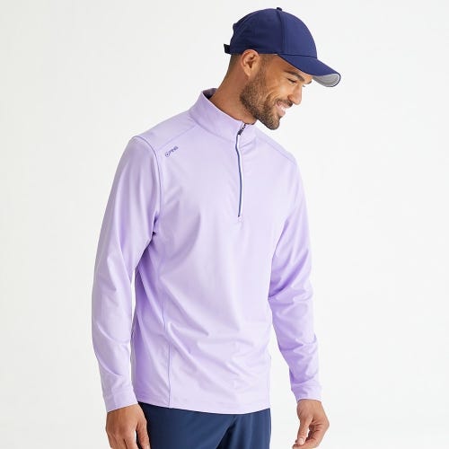 Latham golf midlayer in purple ash mens lifestyle front