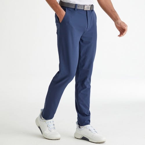 Locke slim fit golf trousers in navy mens lifestyle side