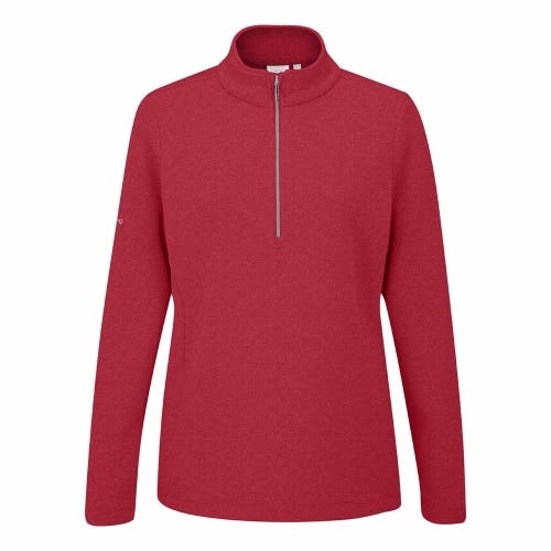 lyla womens golf fleece in rich red marl front
