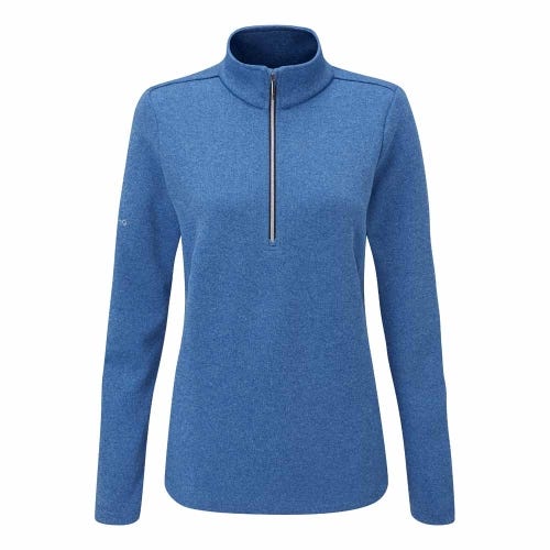 Lyla Ladies Half Zip Ribbed Fleece - Snorkel Blue Marl