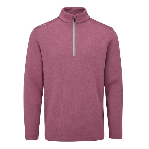 Ramsey Men's Half Zip Ribbed Fleece - Beet Red Marl