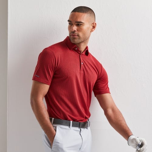 Halcyon Men's Honeycomb Polo Shirt - Rich Red Multi