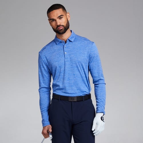 Emmett Men's Long Sleeve Polo Shirt - Classic Blue Marl