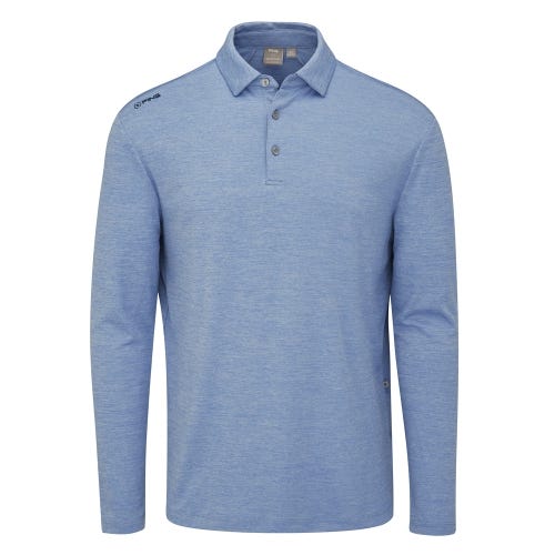 Emmett Men's Long Sleeve Polo Shirt - Stone Blue Marl