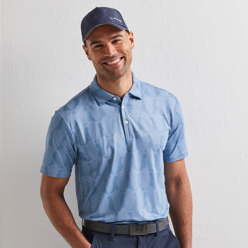 Mr. PING Printed Men's Polo Shirt - Coronet Blue Multi
