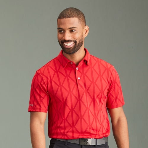 Lenny Men's Jacquard Polo Shirt - Rich Red