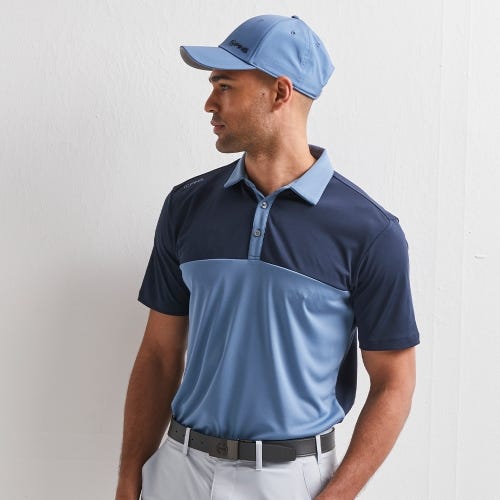 Bodi Men's Colour Block Polo Shirt - Coronet Blue/Navy