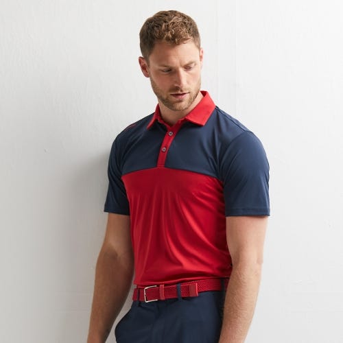 Bodi Men's Colour Block Polo Shirt - Rich Red/Navy