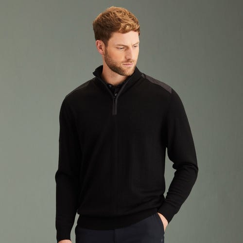 Cranford Men's Half Zip Sweater - Black