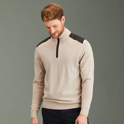 Cranford Men's Half Zip Sweater - Mushroom