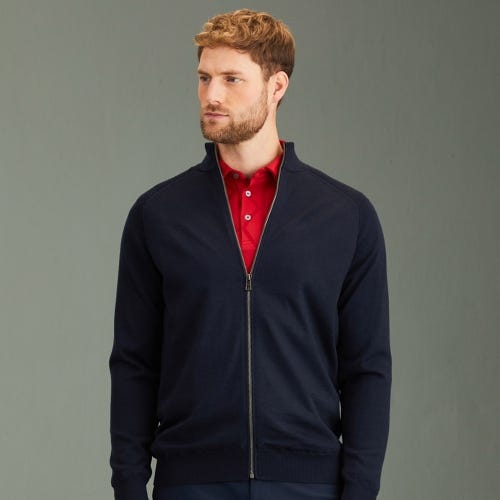 Murphy Men's Lined Full Zip Sweater - Navy