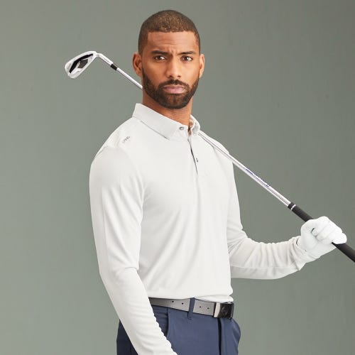 Lockwood Men's Long Sleeve Polo Shirt - Quiet Grey