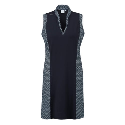 Ellen Ladies Sleeveless Dress - Navy/White