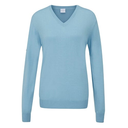 Tatton Ladies V Neck Sweater - Sky Blue