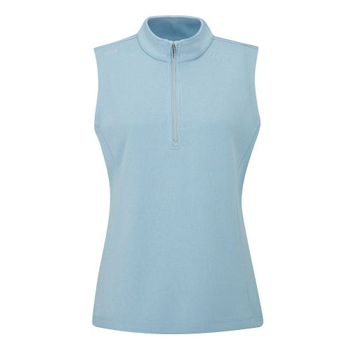 Lyla Ladies Half Zip Vest - Sky Blue Marl