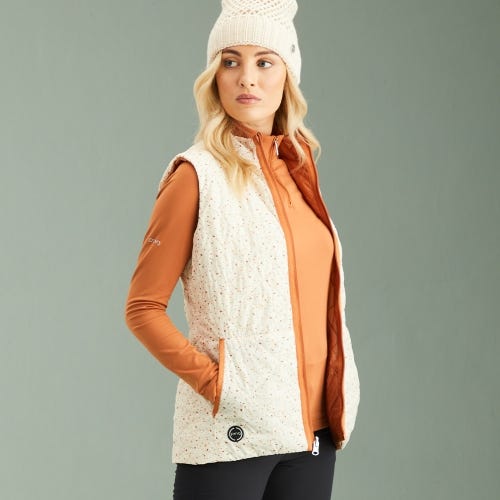 Bryony Ladies Reversible Vest - Antique White Multi/Auburn