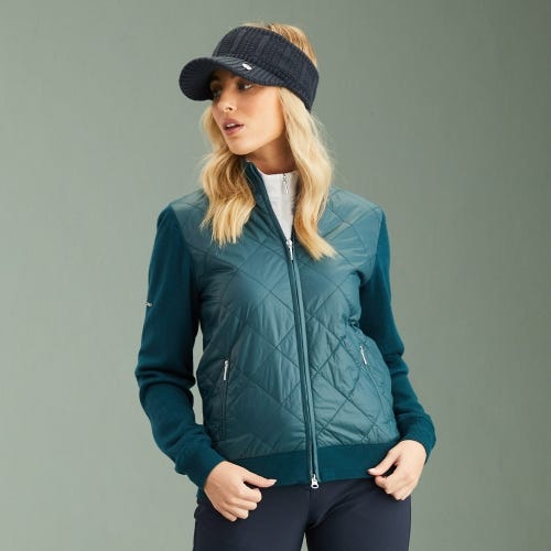 Elspeth Ladies Hybrid Full Zip Sweater - Emerald