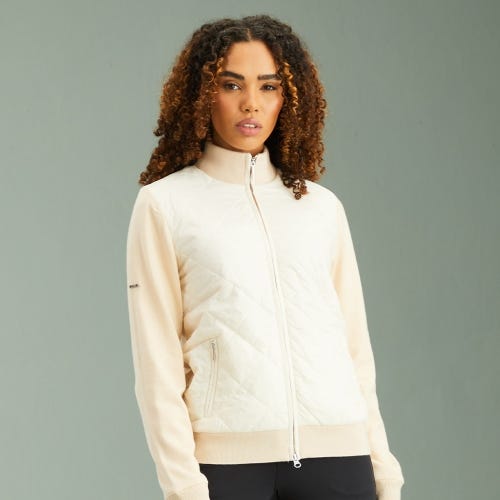 Elspeth Ladies Hybrid Full Zip Sweater - Sand