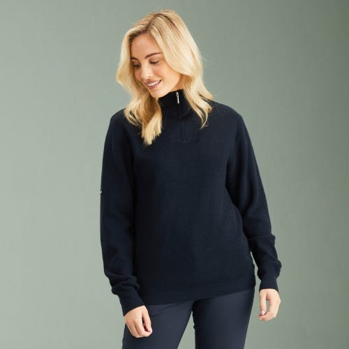 Kaylah Ladies Half Zip Lined Sweater - Navy