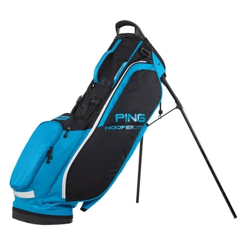 Ping hoofer lite golf carry bag in blue black standing