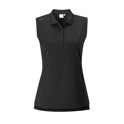 Solene Ladies Sleeveless Polo Shirt - Black