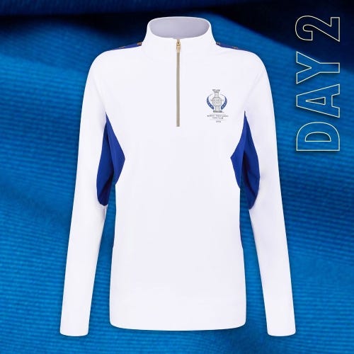 Solheim Cup 2024 Ladies Metallic Star Midlayer - White/Reflex Blue