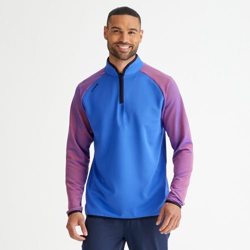 Strio golf midlayer in ultra blue dubarry mens lifestyle front