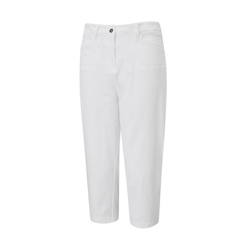 Verity ladies cropped golf trousers in white front