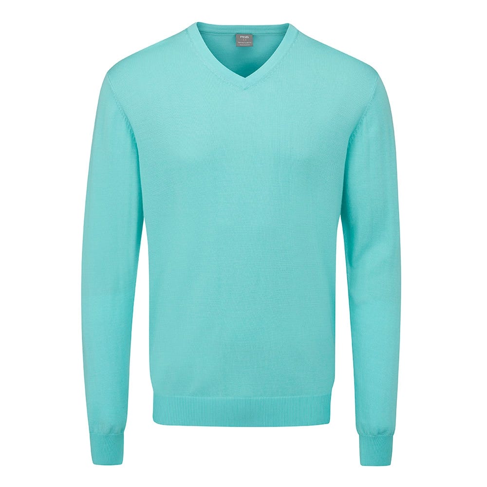 Sullivan V Neck Sweater in Aruba Blue Ping NO