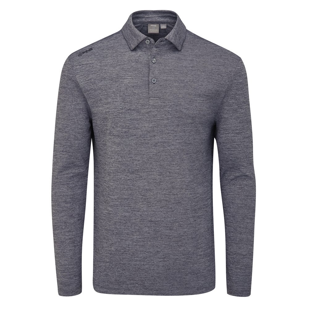 Emmett Men s Long Sleeve Polo in Charcoal Marl Ping EU