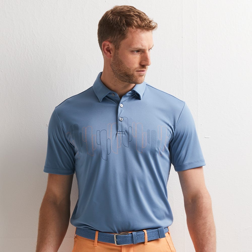 Arizona Cactus Print Polo in Coronet Blue Ping SE